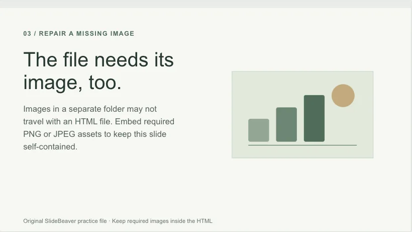 The same image is embedded as PNG data in the repaired HTML and loads after import.