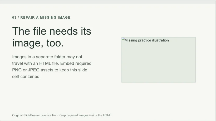 The HTML references a missing image file.