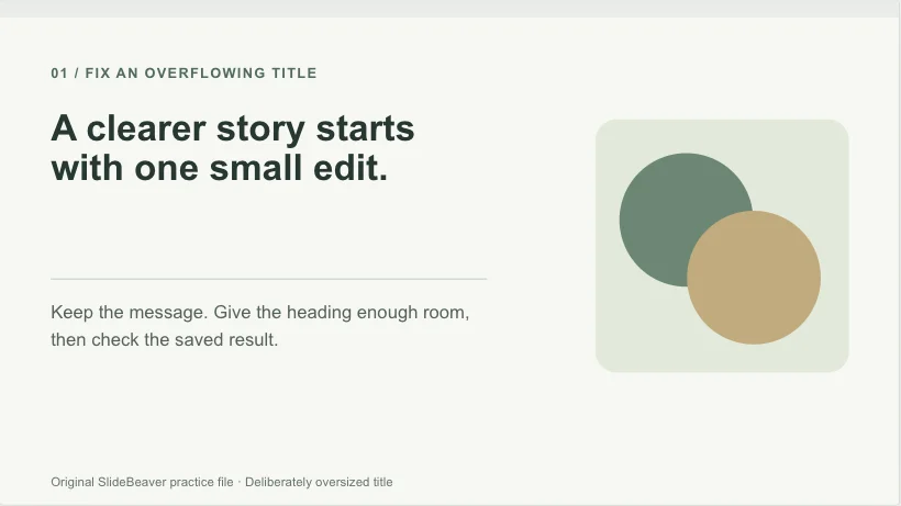 At 52px, the full title fits. This view was captured after exporting and re-importing the HTML.